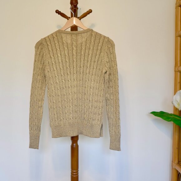 Ralph Lauren Women’s Gold Crew Neck Cotton Blend Sweater PXS NWOT - Picture 3 of 3